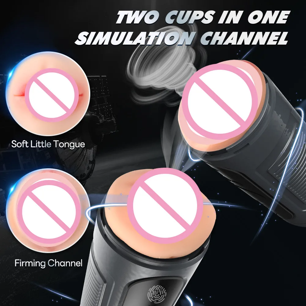 Male fully automatic retractable masturbator Dual Hole Intelligent Pronunciation Electric Male Masturbator Fingerprint-touch