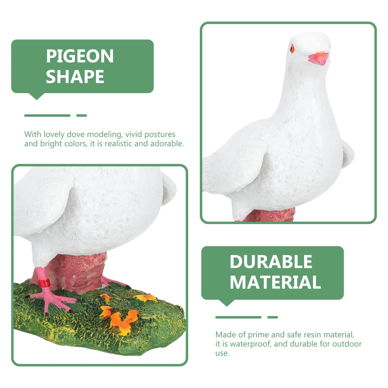 

Decoration Bird for Garden Pigeon Statue Fake Pigeons White Dove Ornament Statues