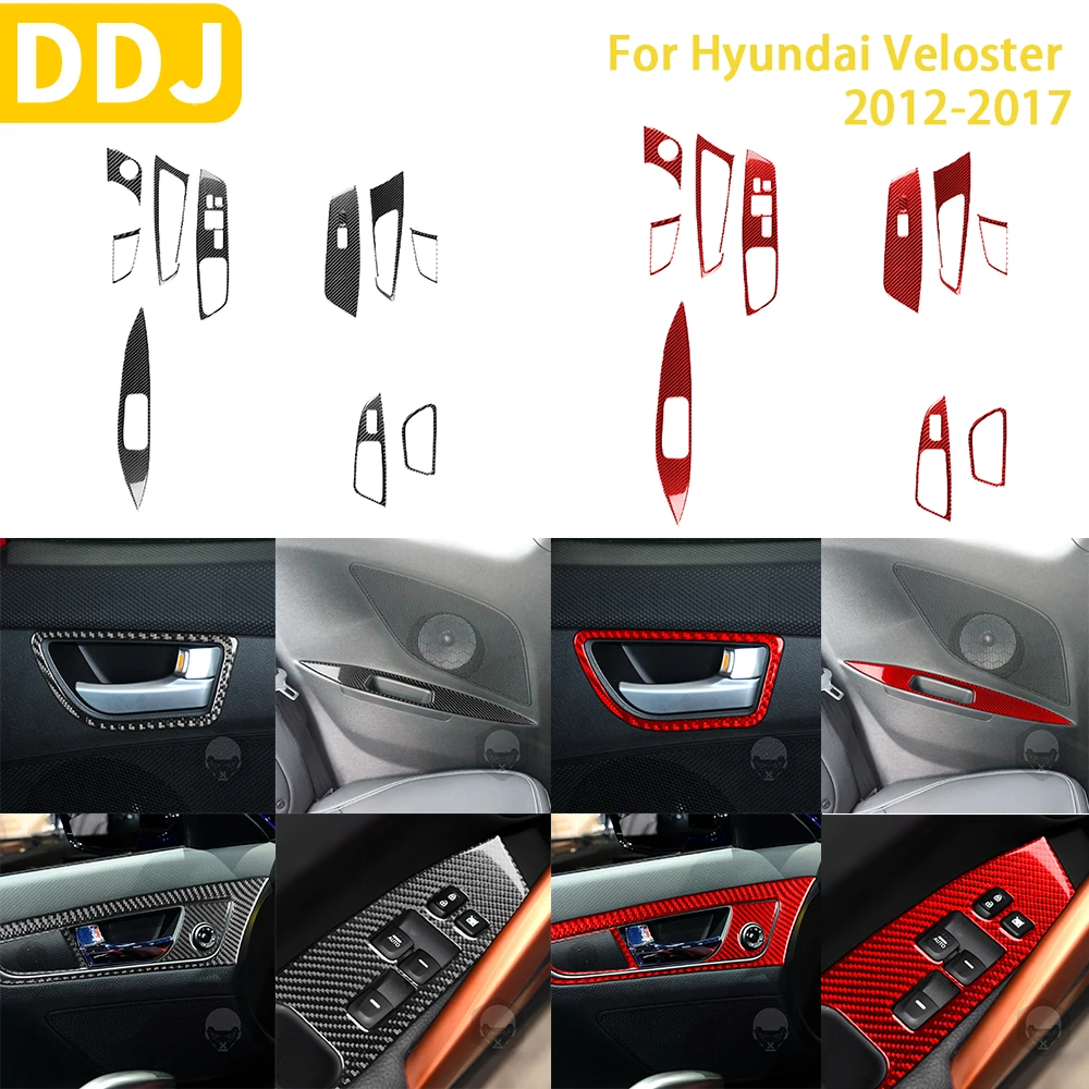 

For Hyundai Veloster 2012-2017 Accessories Carbon Fiber Car Interior Lifting Door Handle Armrest Panel Trim Sticker