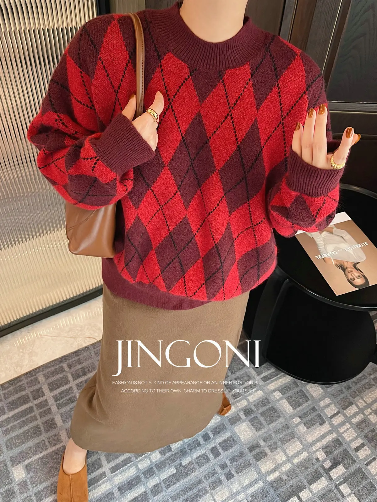 

Plaid Pullover Sweater Cropped Woman Clothing 2024 Winter Fall Y2k Tops Knitwear Long Sleeve Korean Fashion Style Luxury New