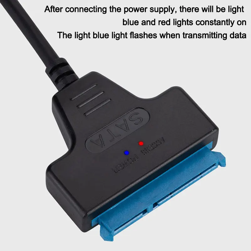 สาย SATA เป็น USB 3.0 ความเร็วสูงสุด 6 Gbps สำหรับฮาร์ดดิสก์ภายนอกขนาด 2.5 นิ้ว HDD/SSD อะแดปเตอร์ SATA 3 22 พิน สาย USB 3.0 เป็น SATA III