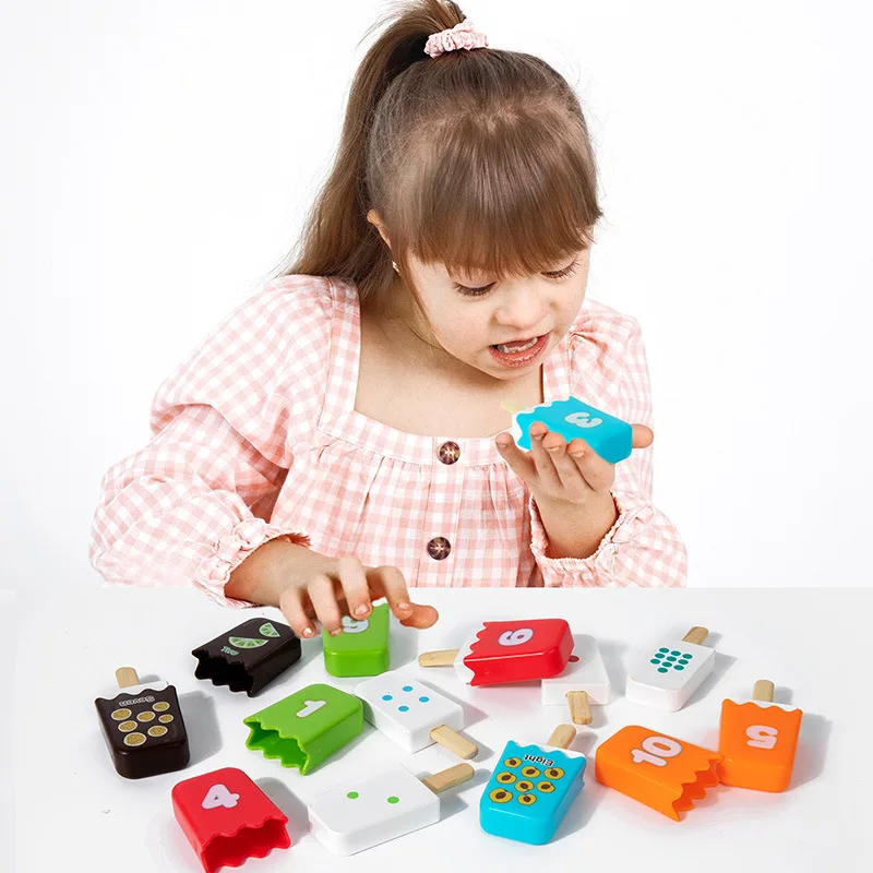 لعب التظاهر الخشبية للأطفال الآيس كريم محاكاة المطبخ الغذاء لعب لعبة مونتيسوري ألعاب تعليمية للأطفال الهدايا