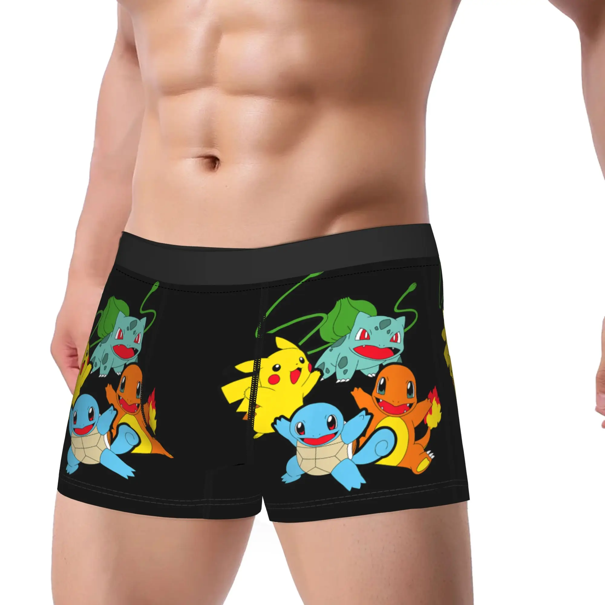 Pokemon Group Shot Classic First Generation boxers  Underpants Breathbale Panties Men's Underwear Print Boxer Briefs