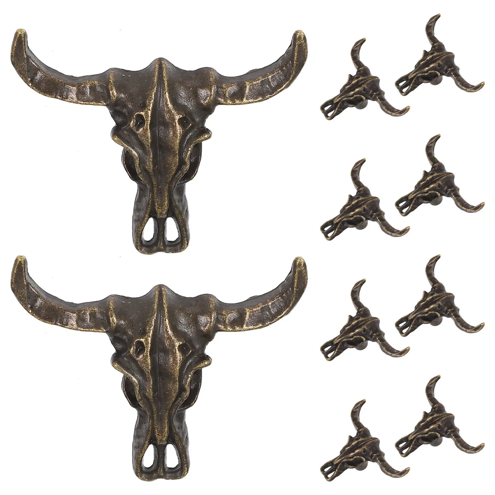 Vintage Cow Head Cabinet Knob, Metal Drawer Pull for Kitchen Cupboard, Closet, Dresser – Light Brown