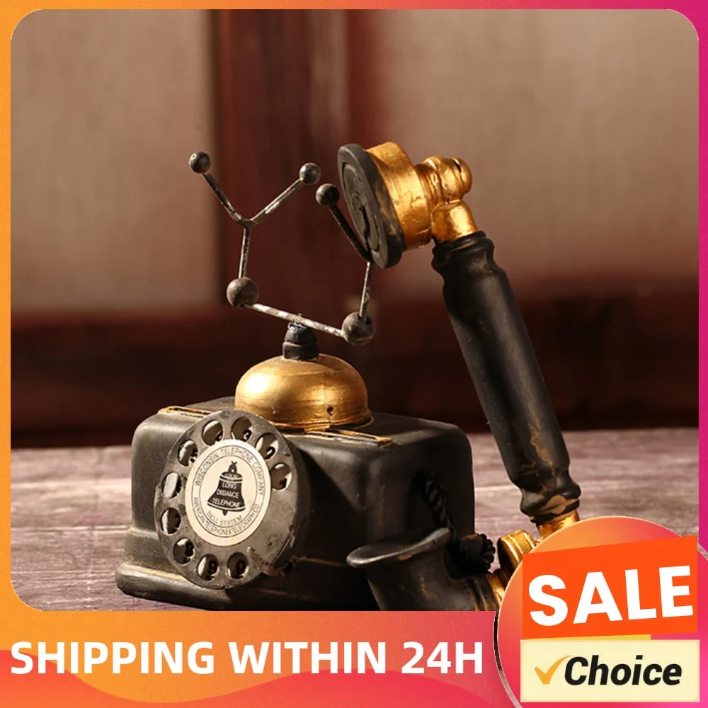 Retro Telephone Model Vintage Ornament Craft Home Living Room Decoration Gift Exquisite and Delicate Design Appearance