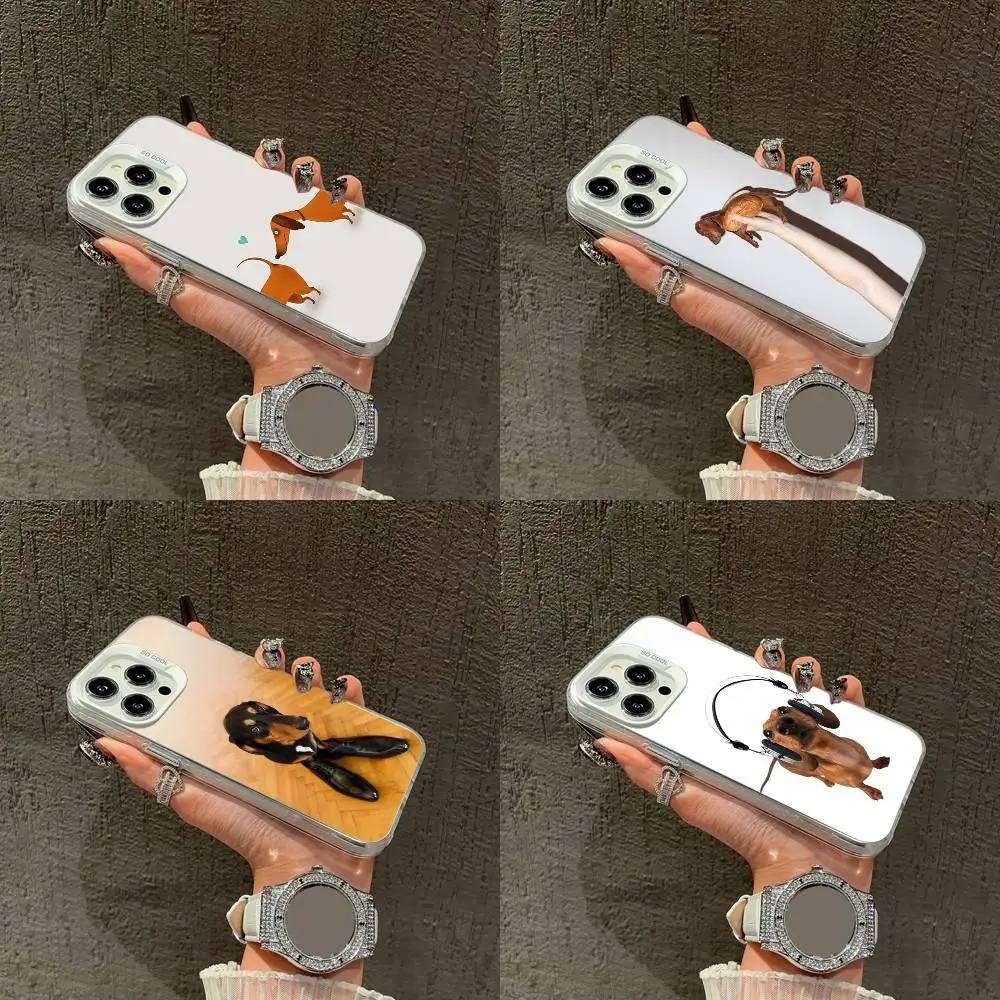 

Funny Sausage Dog Dachshund Phone Case For iPhone 16,15,14,13,12,11,Mini,Pro,E,XS,SE4,MAX White Candy Matte Cover