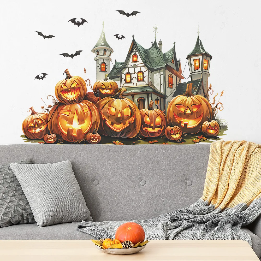 New fashion Halloween horror pumpkin castle living room porch home beautification wall stickers beautiful and convenient