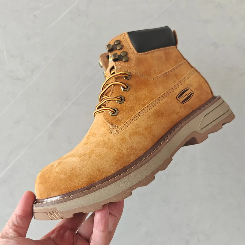 

Ботинки из натуральной кожи, мужская высокая рабочая одежда, уличные ботинки для альпинизма, мужские замшевые ботинки с обратной замшей