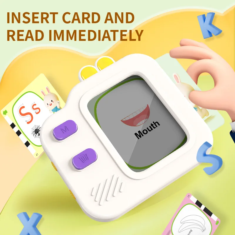 Talking Flash Cards Learning Machine for Kid Early Educational Language Electronic Audio Book Learn English Words Toys 2024