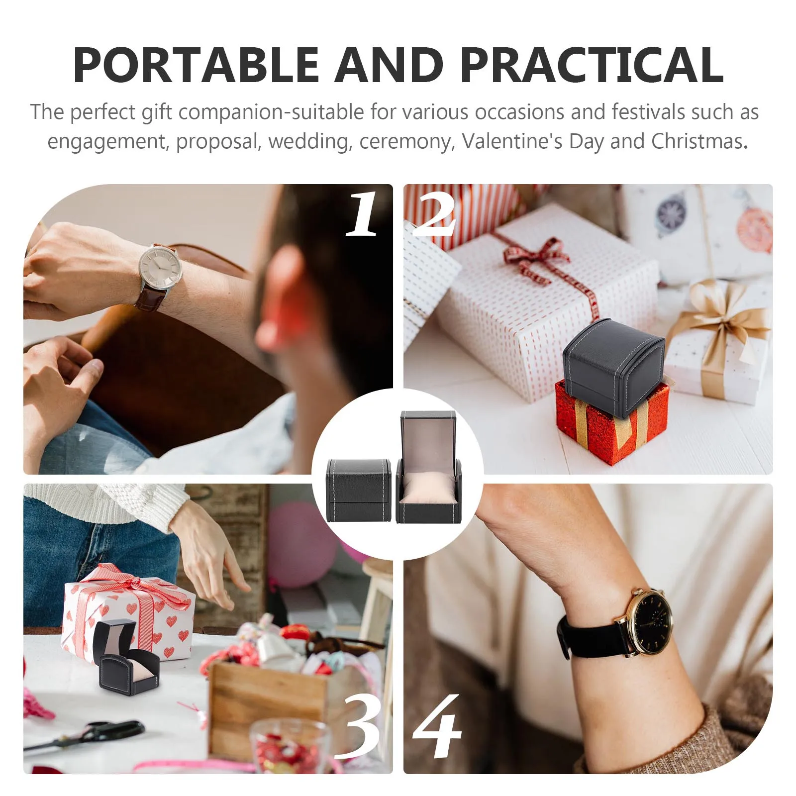 

2Pcs Watch Box Premium PU Protective Storage Case for Men Women Watch Organizer Display Holder Jewelry Gift