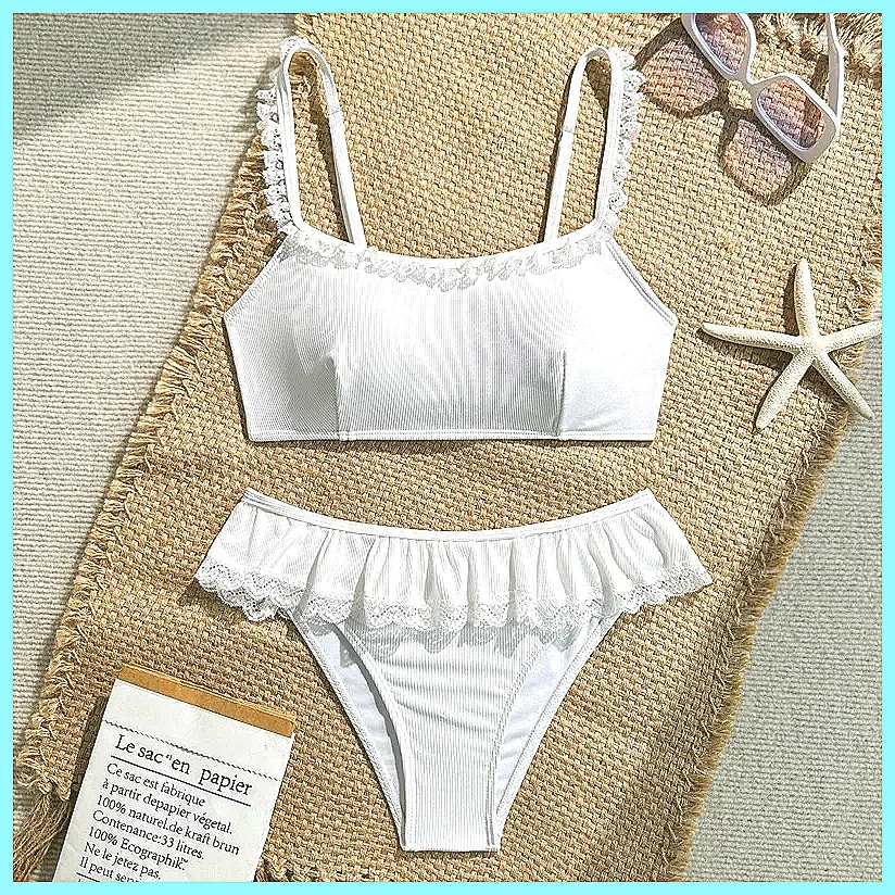 

Sexy White Lace Bikini Set for Women, Brazilian Beach Swimsuit Two Piece Bathing Suit(72 characters)
