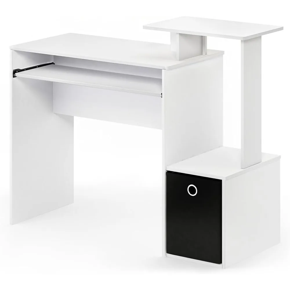 Furinno Econ Multipurpose Home Office Computer Writing Desk, White/Black，Compact and Stylish Design, High Quality and Durable