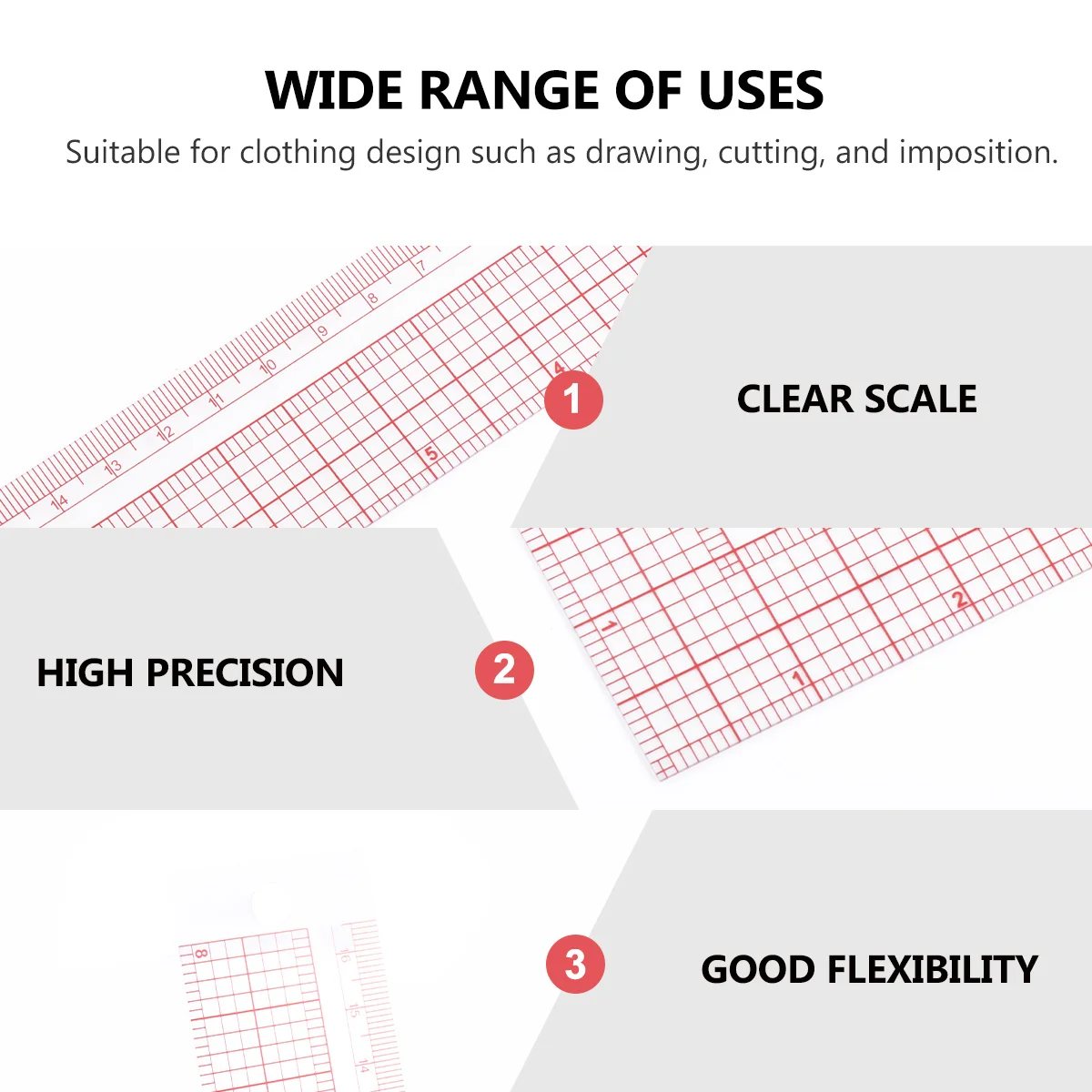 L-مربع الشكل حاكم الخياطة قياس الحكام خياط أداة للحرف اليدوية لتصميم الملابس قطع الدرجات الرسم عالية الدقة واضحة #5