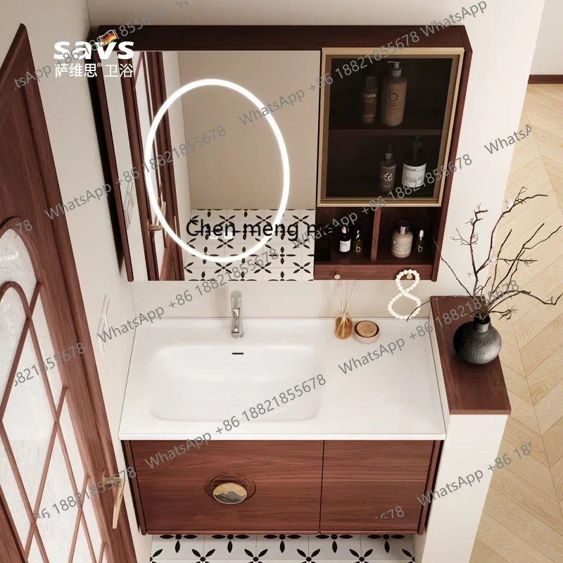 New Chinese bathroom cabinet combination French antique bathroom washstand ceramic integrated basin