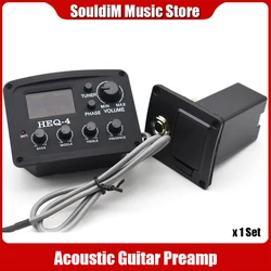 4 Band Acoustic Guitar Preamp with Tuner Folk Guitar EQ Equalizer Amplifier Piezo Pickup Guitar Accessories