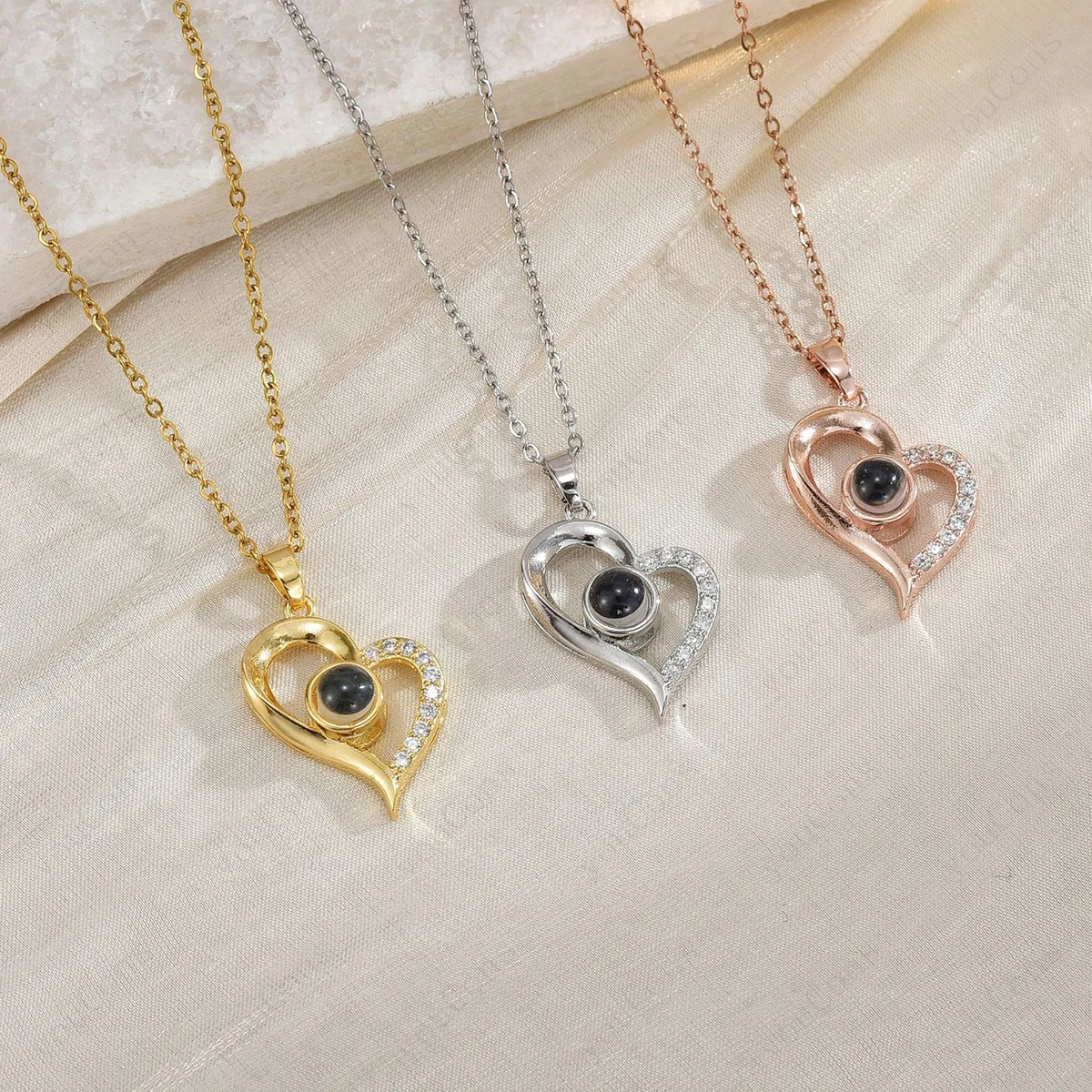 100 Languages I Love You Projection Necklace Heart Pendant Stainless Steel Chain Valentine's Day Birthday Gift For Women Jewelry