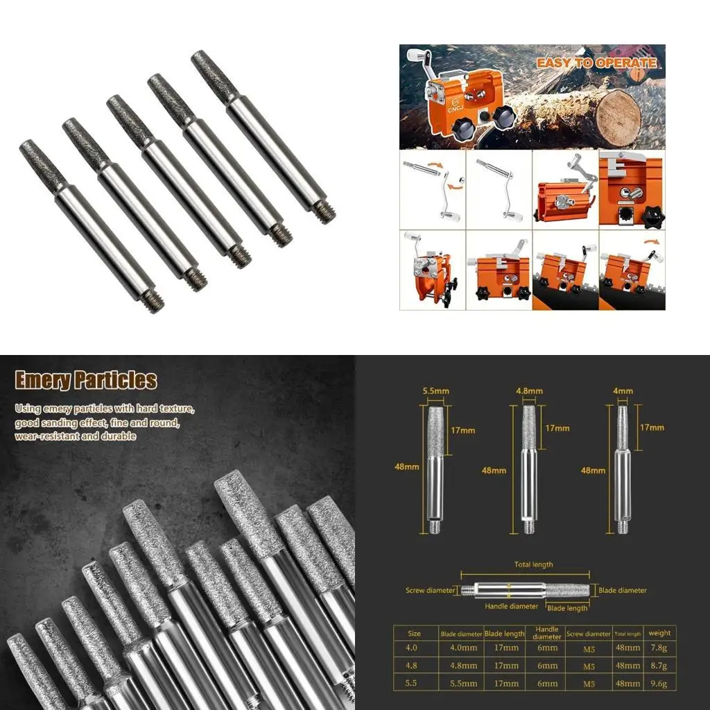 

Y1UD Diamond Chainsaw Sharpener Chainsaw Sharpening Stone File 4mm, 4.8mm, 5.5mm