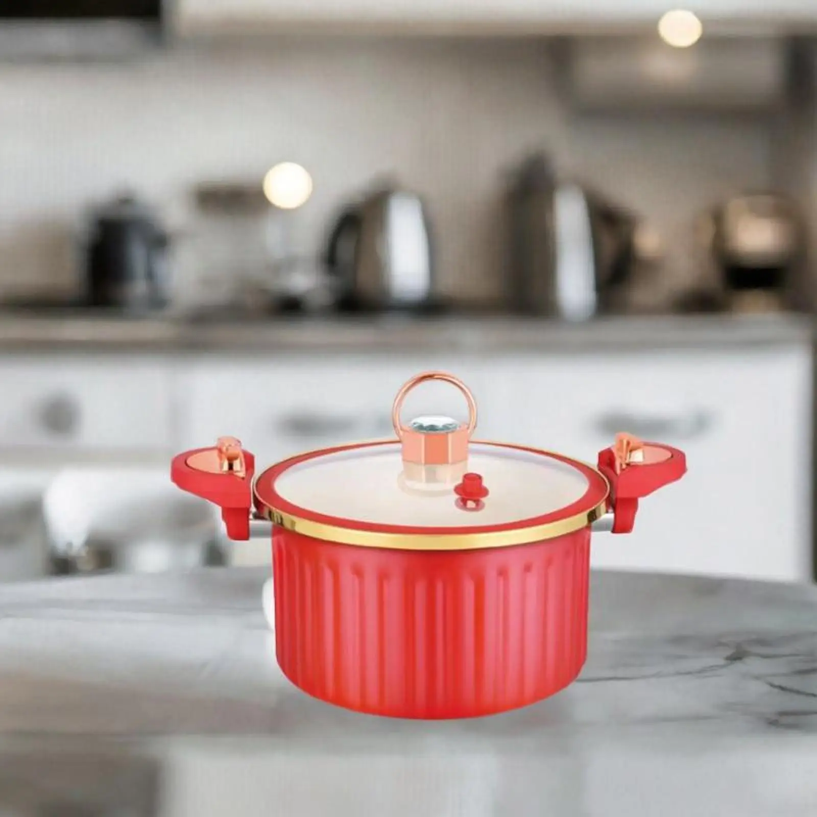 8L Micro Pressure Cookware Iron Soup Pot with Lid Anti Scald Double Handle for Gas Induction Cooker Camping Picnic Party