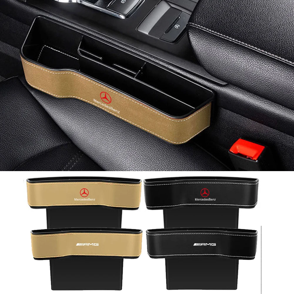 Car Seat Gap Storage Box Leather Cup Holder Accessories For Mercedes-Benz Maybach E-Class C-Class S-Class S450 S560 S600 S680