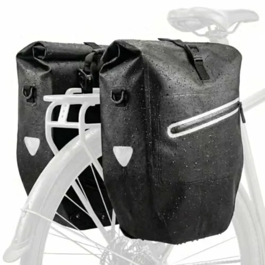 

Waterproof Bike Panniers Bag, 28L Large Capacity Bicycle Rear Rack Bags for Commuting, Cycling, Traveling, Touring 500D Heavy D