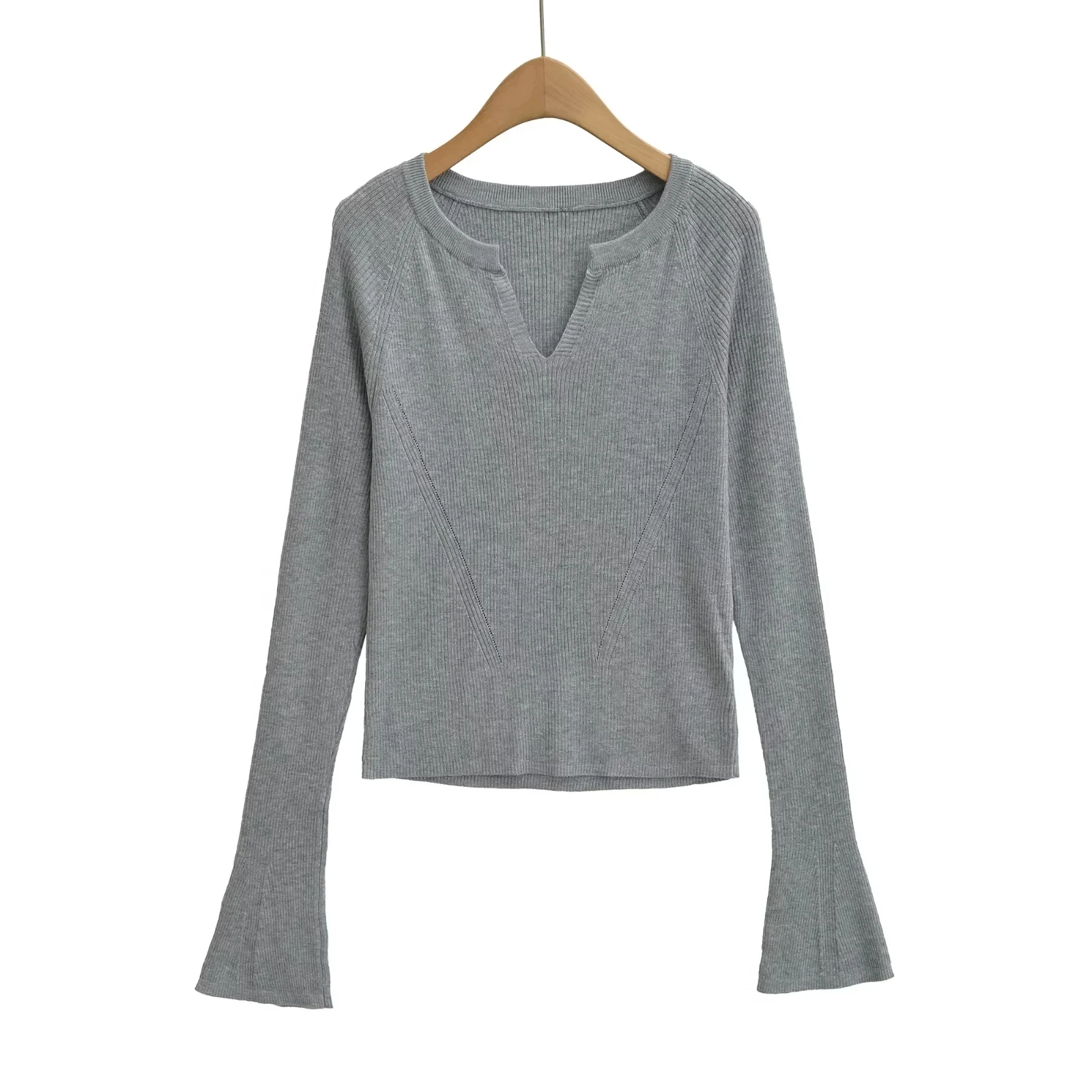 Slim Fit ort gebreide trui Dames Bell Sve V Ne Design Sexy Sle Inner Wear Bovenkleding Casual Daily Faion Top