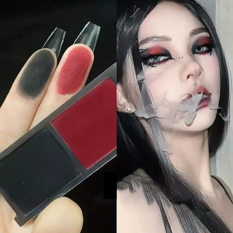 Two-color Black Red Eyeshadow Palette Multifunctional Makeup Palette Silky Matte Blood Red Eyeliner Silkworm Lower Shadow Makeup