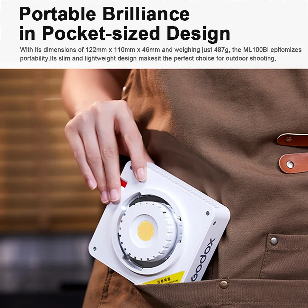 Godox ML100Bi LED الفيديو الضوئي 2800-6500K يدعم التحكم اللاسلكي أضواء السيلفي المحمولة للتصوير في الهواء الطلق بث الحياة