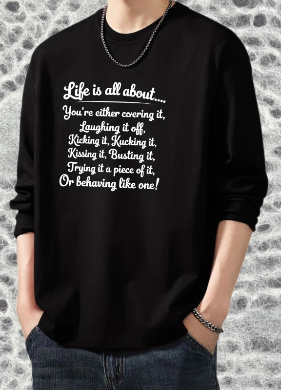 

T shirt for men autumn Y2k Sports Long sleeves Graphic tee Life Is Couple Anime Printed t shirt Daily Bsketball