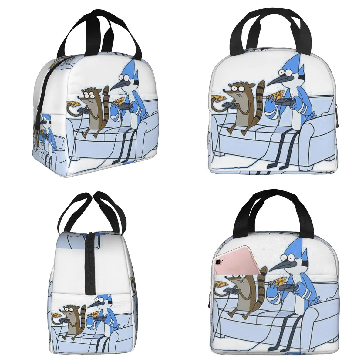 Mordecai And Rigby Pizza And Video Games Insulated Lunch Bag for Women Office Cooler Thermal Food Box Tote Lunch Boxes Container
