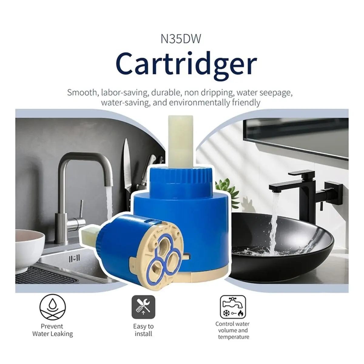 【OFERTA CON CÓMPRIMA DE TIEMPO LIMITADO】 Cartucho de grifo N35DW, adecuado para grifos de un solo manípulo Kraus y Pfist, para modelos OEM Glacier Bay 169-640