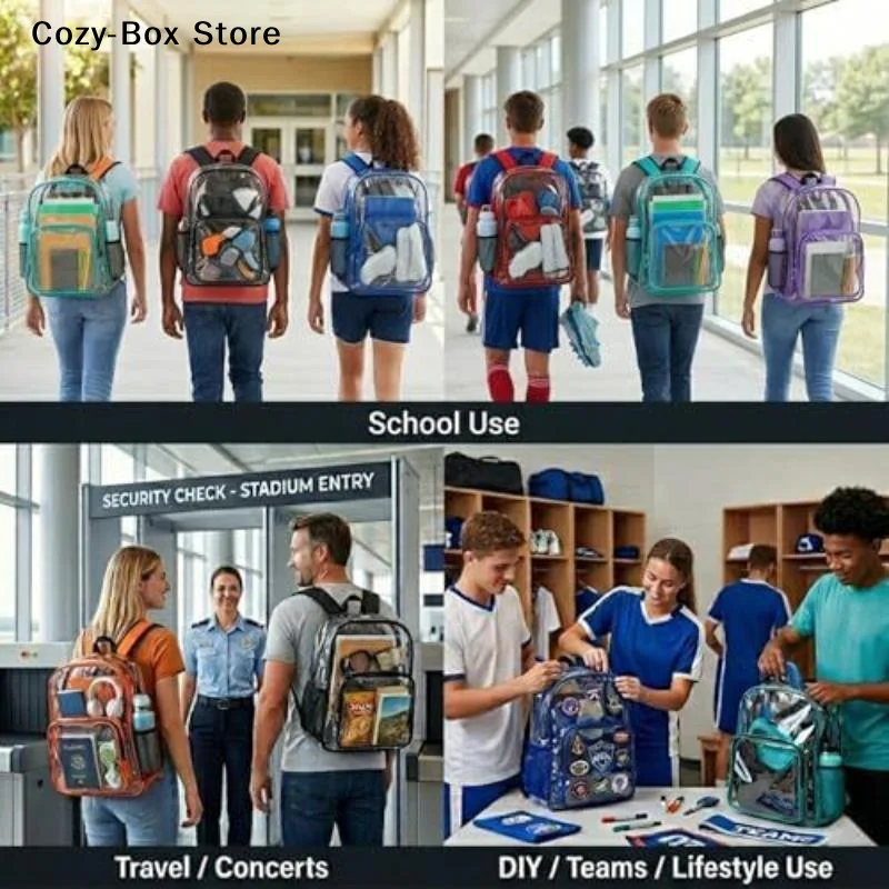 [ZY]1Pcs Waterproof PVC Transparent Backpacks Adjustable Straps Durable Dual Zippers Baseball Stadium Lightweight Clear Backpack