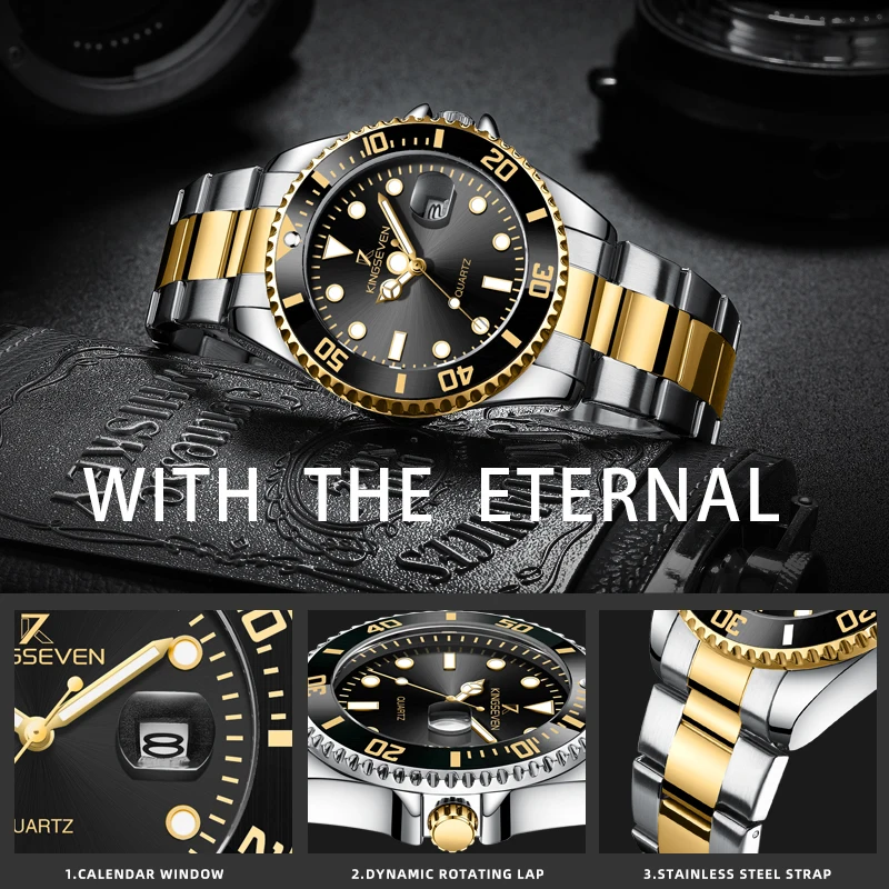 KINGSEVEN Nam Đồng Hồ Dây Thép Không Gỉ Cao Cấp Hàng Đầu Thể Thao Chronograph Đồng Hồ Thạch Anh 2021 Mới Nam Thời Trang Đồng Hồ Relogio Masc