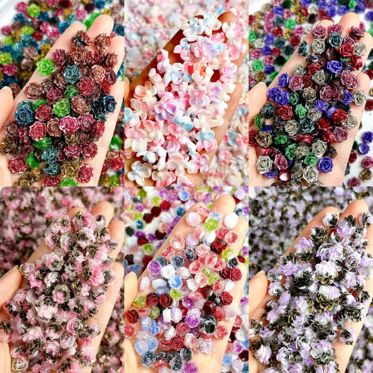 ดอกไม้เรซิ่นนุ่มแบบนวัตกรรม 50 ชิ้น สำหรับตกแต่งเล็บ 3 มิติ สไตล์มินิมอล ดอกคามิลเลีย ดอกโบตั๋น ดอกบัว ดอกกุหลาบ สำหรับตกแต่งเล็บ DIY