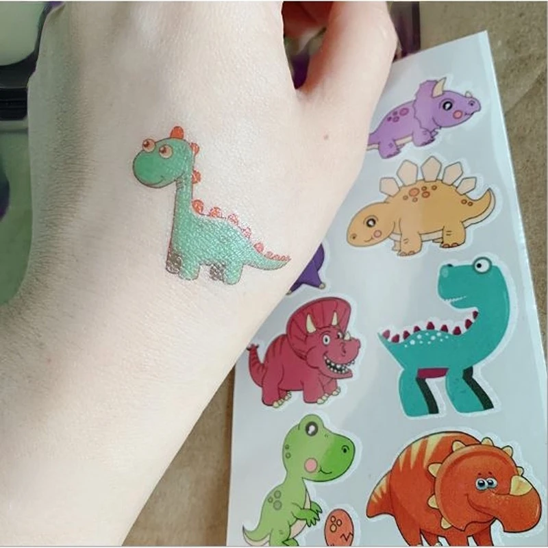 10pcs/pack Dinosaur Temporary Tattoo Sticker Removable Tattoos For Dinosaur Theme Birthday Party Decoration Favors Supplies