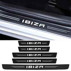 Tiras de Pedal de puerta de coche de fibra de carbono para Seat Ibiza Logo, umbral de puerta automático, protector de umbral de maletero trasero, pegatinas protectoras de parachoques