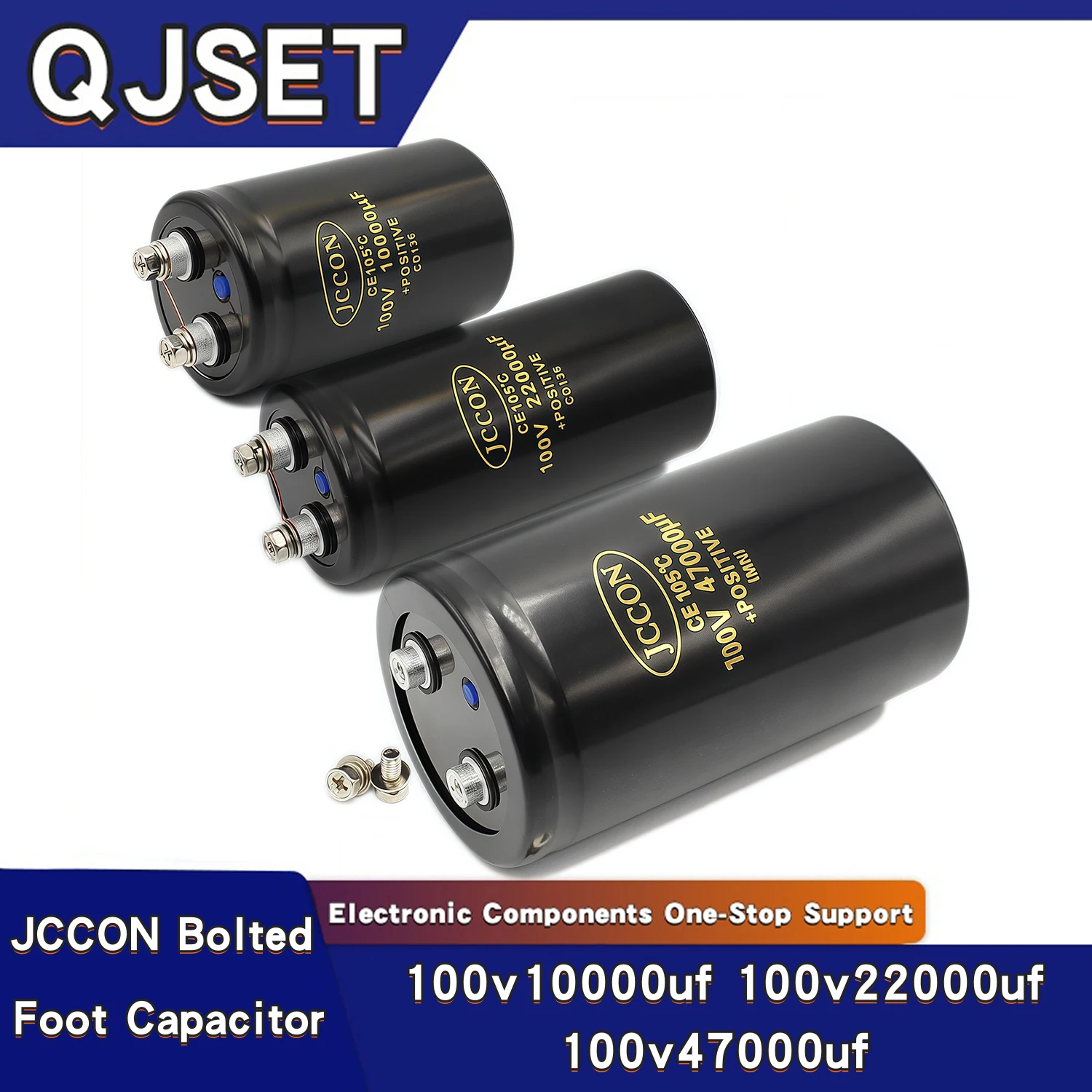 1pcs JCCON 100v 22000uf 47000uf 10000uf 100v Welding Machine Bolt Capacitor/Inverter Screw-Foot Large Electrolytic Capacitor 100