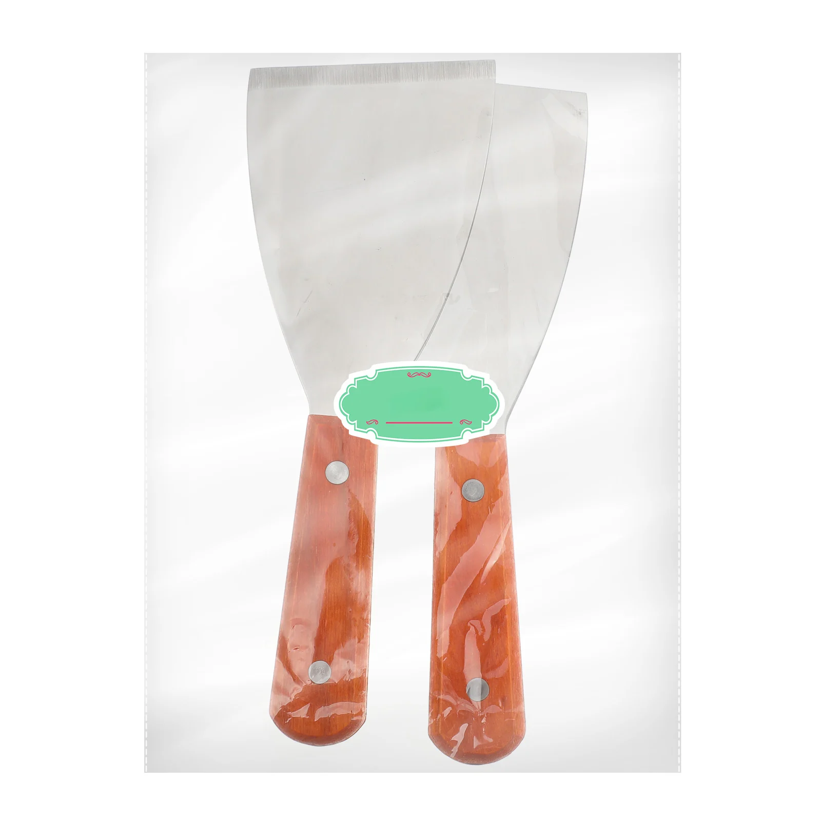 

2Pcs Stainless Steel Grill Scrapers Wood Handle Steak Shovel Bbq Cooking Pancake Spatula Pizza Scraper Kitchen Supplies