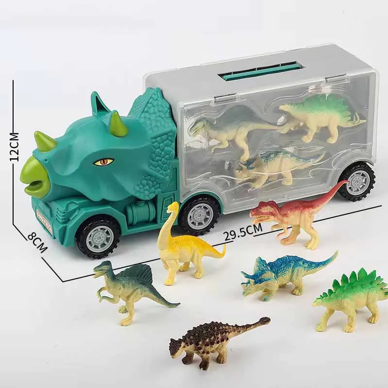 

Cartoon Simulation Dinosaur Car Toy Model Creative Stowage Car Portable Engineering Car Tyrannosaurus Rex Triceratops Car Model