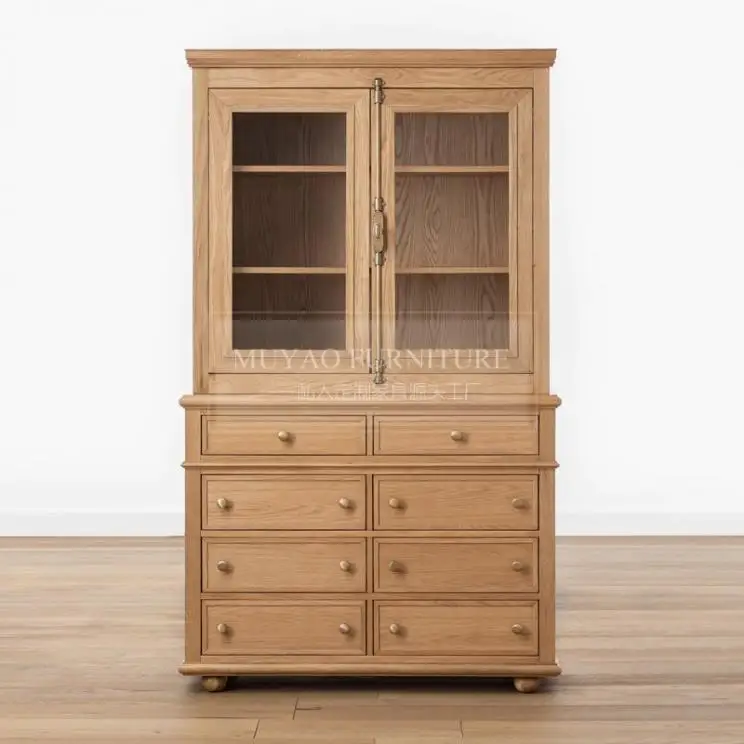 

American solid wood dining side cabinet Log style Simple modern restaurant Wine cabinet Furniture storage Multifunctional locker