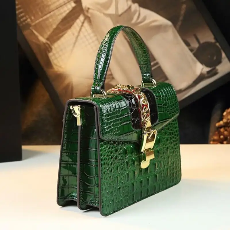 Luxury Fashion Brand Women's Handbags Genuine Leather Shoulder Crossbody Bag Crocodile Small Hard Square Portable Messenger Bags