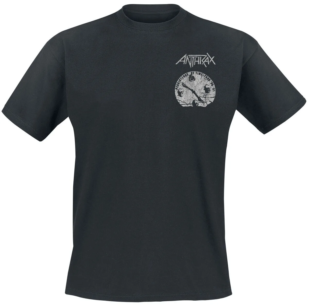 Camiseta Unissex 100% Algodão com Estampa Anthrax Persistência do Tempo para Fãs de Thrash Metal, Casual, Vintage, Gola Redonda, Masculina e Feminina