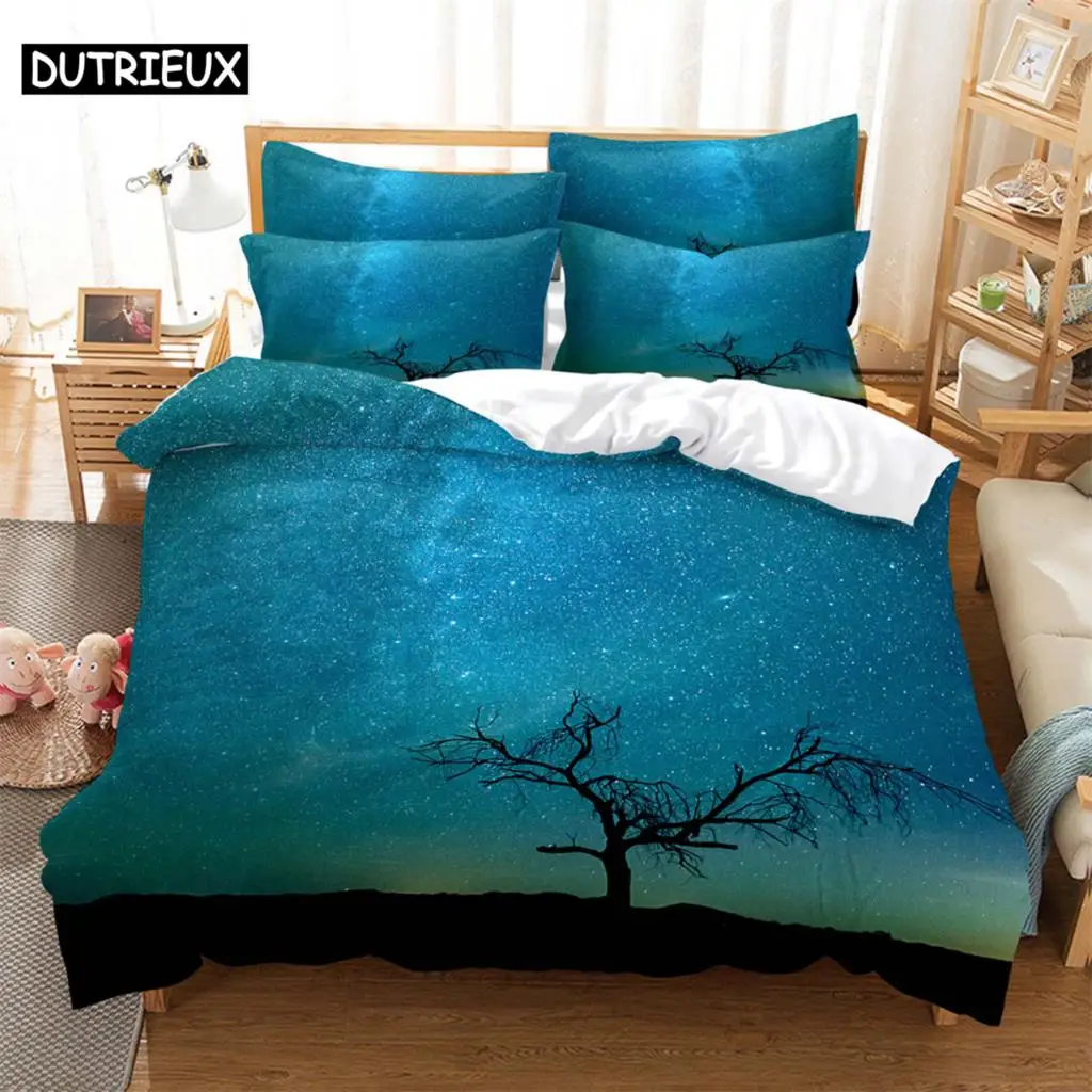 

Trees Bedding 3-piece Digital Printing Cartoon Plain Weave Craft For North America And Europe Bedding Set Queen