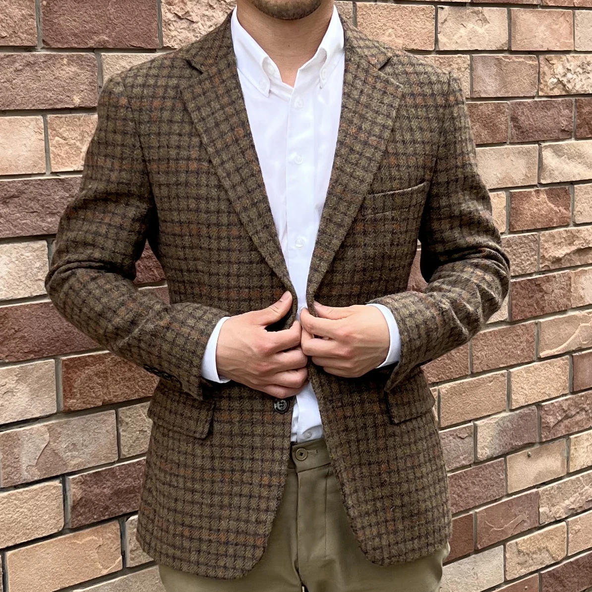 Casual Fashion Tweed  Blazer Masculino Vintage Blazers For Men Blazer Mens Blazer Jacket Designer Clothes Green Plaid Mens Suit