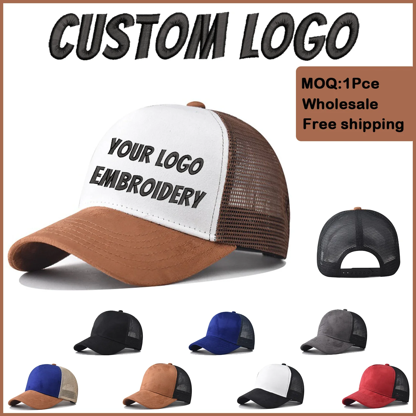 Fedoryn Custom Trucker Hat Unisex Suede 5-Panel Multi-color Patchwork Baseball Hat  Letter Embroider DIY Print Sun Hat Wholesale