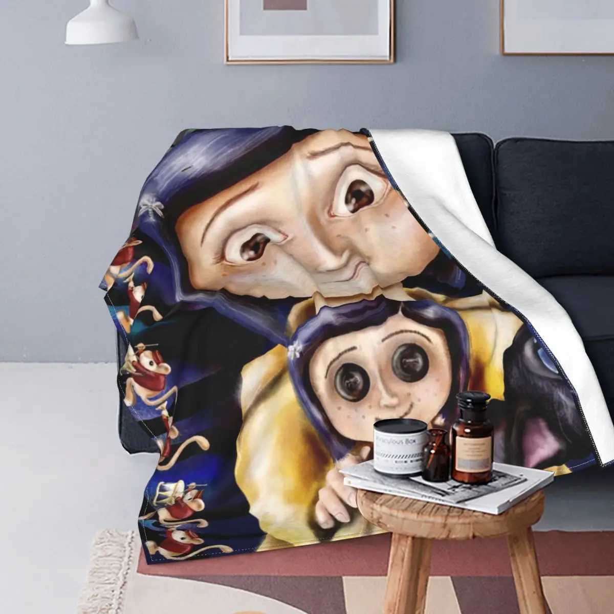 Coraline Tim Burton Blanket Flannel Winter the Secret Door Fantasy Lightweight Thin Throw Blanket for Bedding Car Bedspreads