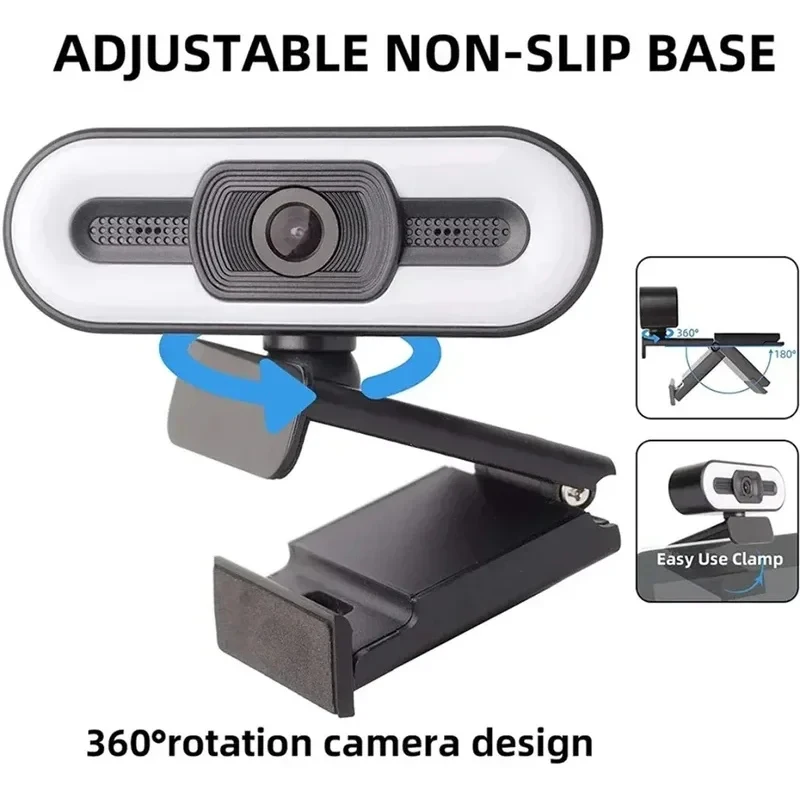 Portable Full HD 1080P 2K 4K Webcam PC Laptop Auto Focus Webcam Live Streaming Flexible with Microphone Live Broadcast withLight image 5