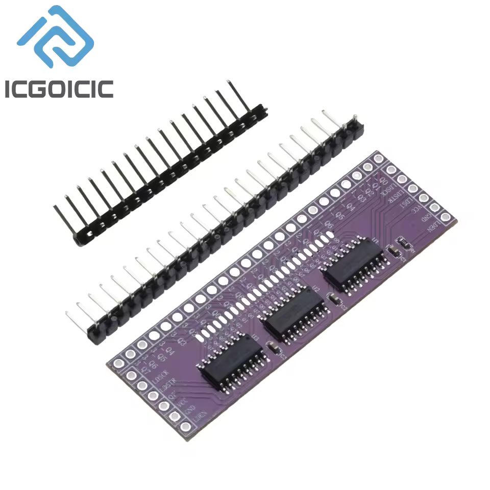 Microtroller סידרתי כדי מקבילים מודול הרחבה 7hc595 הרחבת יציאת יציאת 3 כדי 24pin הוביל שליטה
