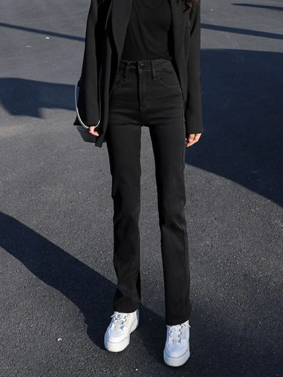 

Свободные прямые джинсы для женщин, новые, весенне-осенние, с широкими штанинами, высокой талией, асимметричной молнией