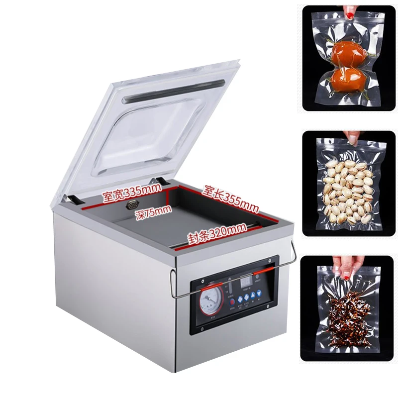 220V/110V industrial table top packer food saver vacuum heat sealer plastic bag packaging sealing machine