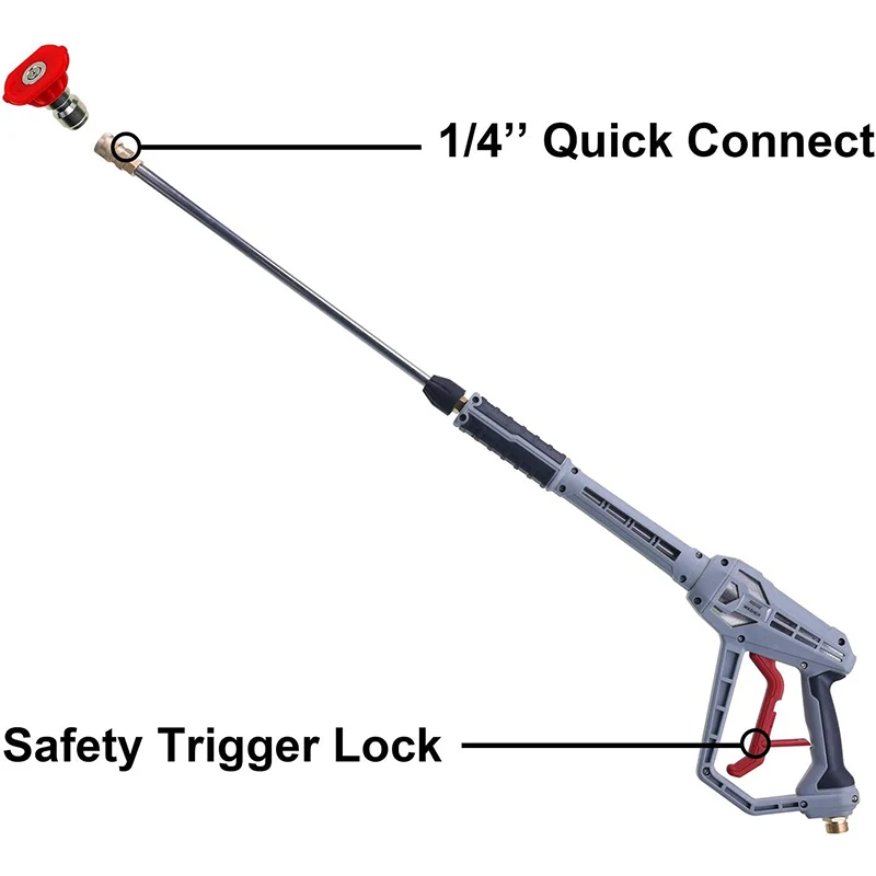 Pressure Washer Gun with Extension Wand Power Washer Gun with M22 Fitting 5 Nozzle Tips 40 Inch 5000 PSI